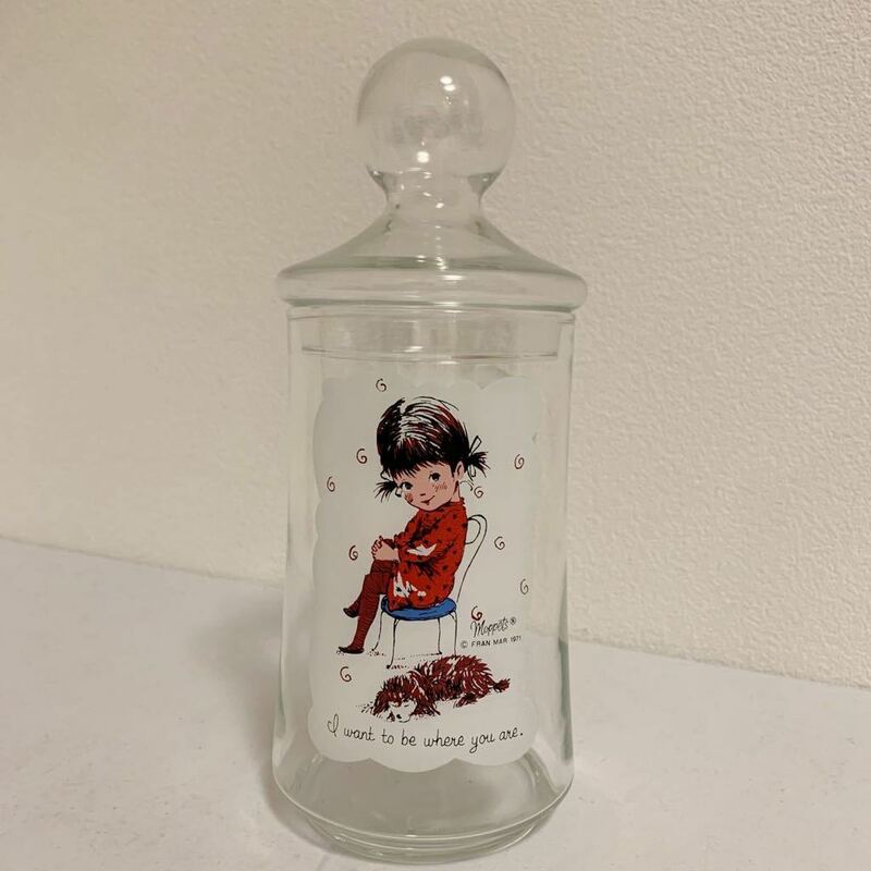 KY31】ガラス　キャンディポット　FRAN MAR MOPPETS モペッツ　昭和レトロ　
