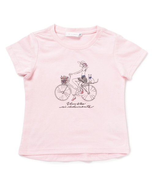 【送料無料新品☆】THE SHOP TK Kids ザショップティーケー キッズ ParisガールプリントTシャツ　ピンク　100cm 3歳４歳 夏物 トップス