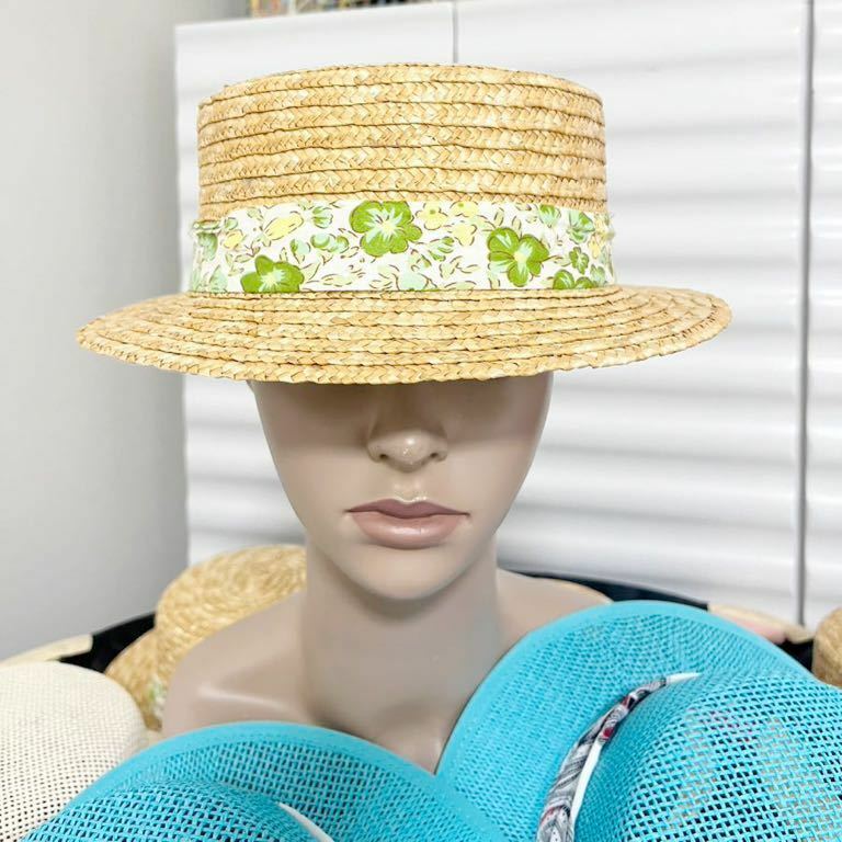 ストローハット 麦わら帽子 UV対策 帽子 花柄リボン237252