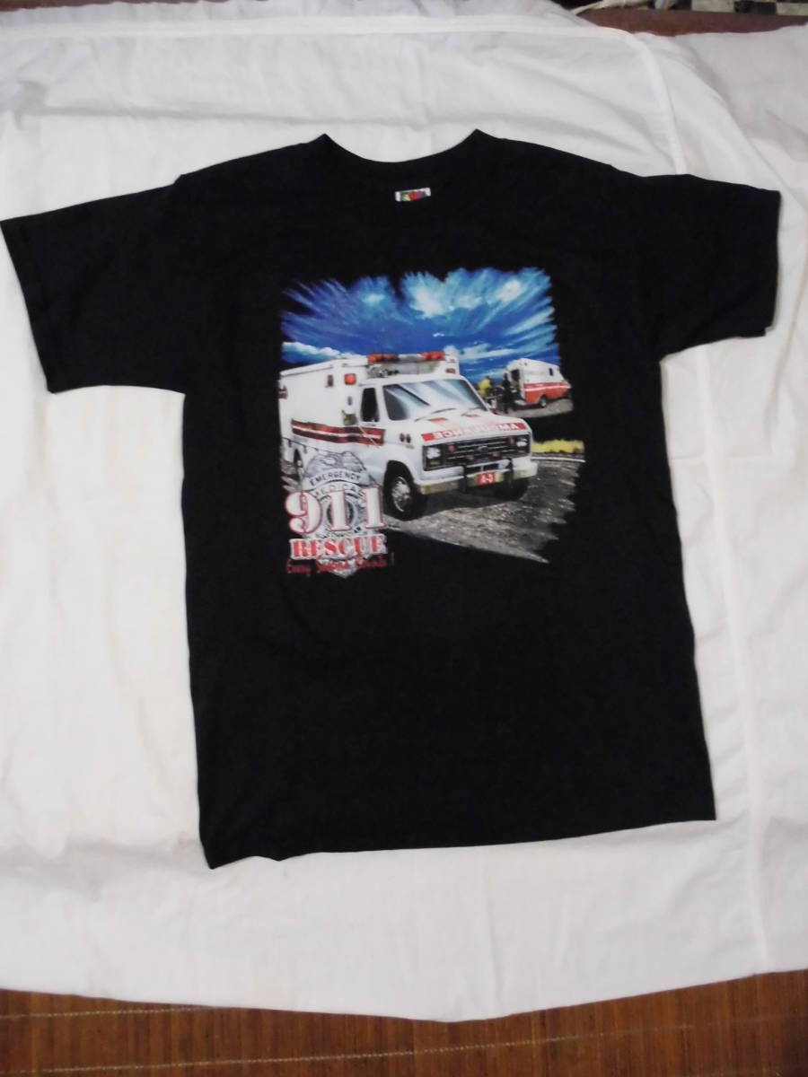 Tシャツ　☆　FRUIT OF THE LOOM　☆　救急車　☆　９１１　☆　M　☆　未使用品　☆　
