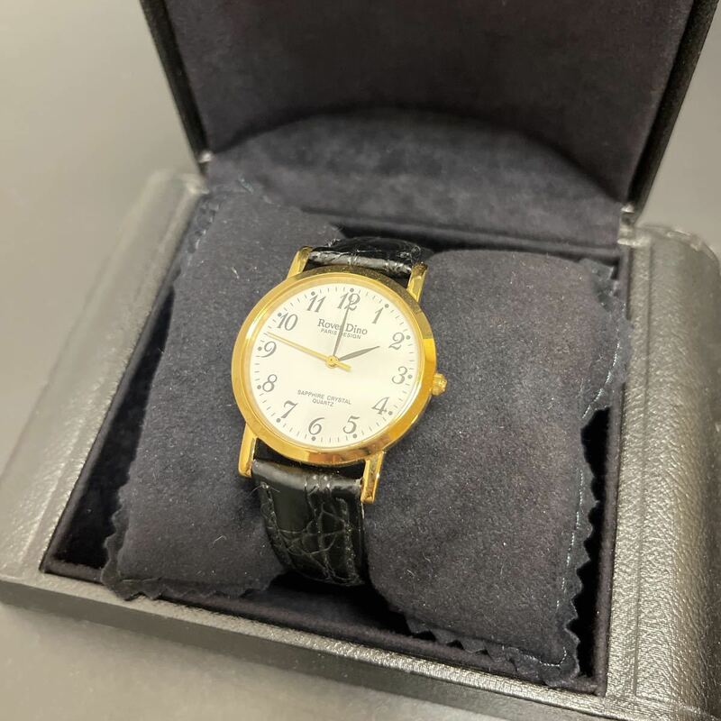 【ほぼ未使用】極美品 稼働中 ロマンディーノ ROVEN DINO クオーツ 腕時計 時計 RD3202-1 サファイアガラス 白文字盤