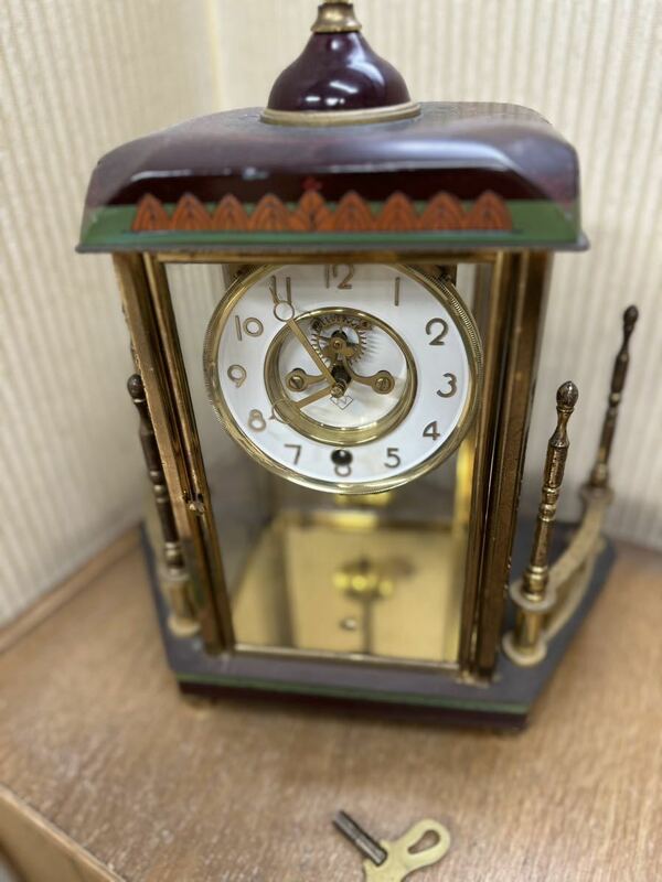 置時計 NOSE製。1964年製作。真鍮製 機械式 振り子時計 アンティーク 美術品。美品。動作可。お値段交渉を承ります。お申し付け下さい。