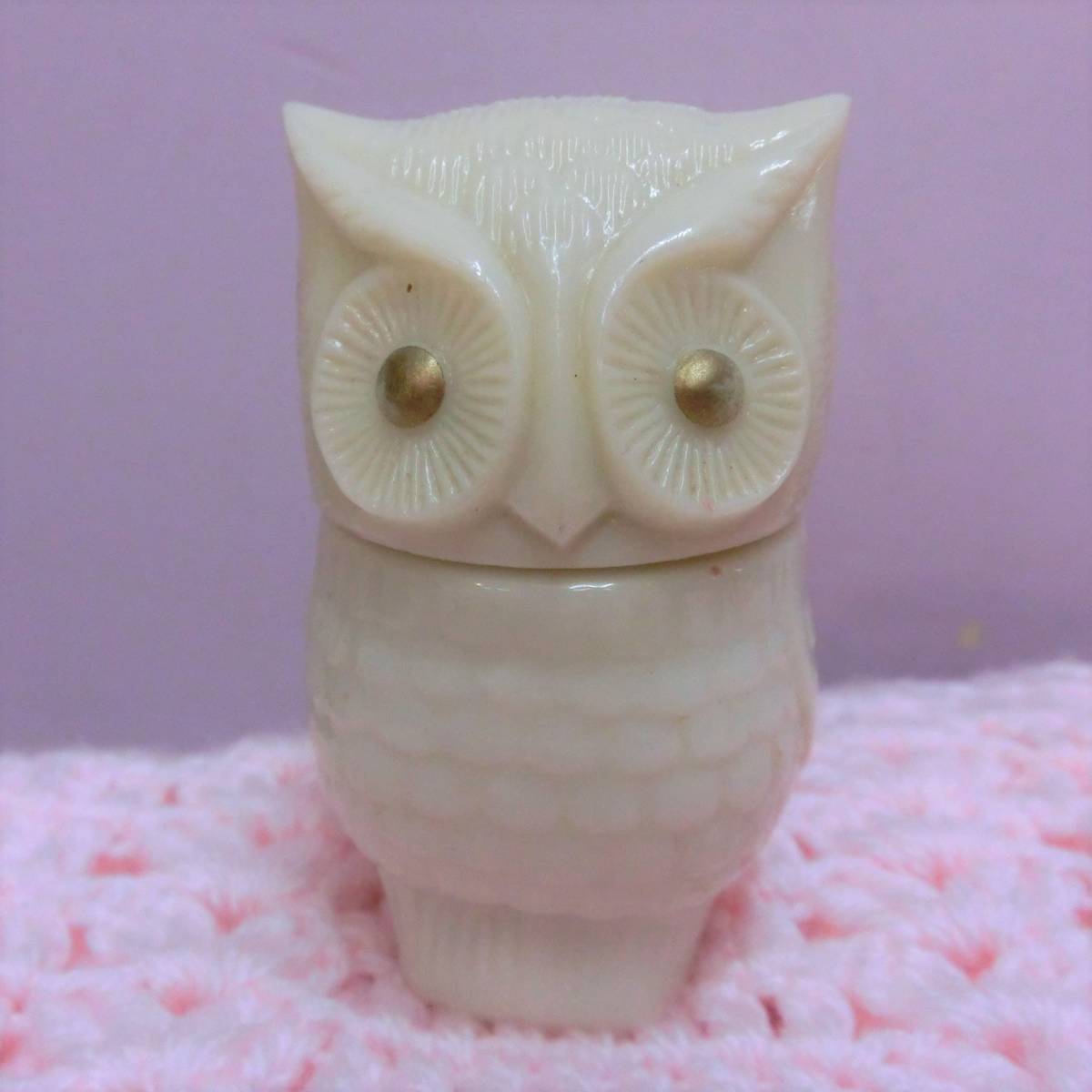 AVON エイボン◆ビンテージ フクロウ 梟 鳥 クリーム ボトル容器 香水瓶 パフューム コロン Vintage Perfume フィギュア置物 ミルクガラス