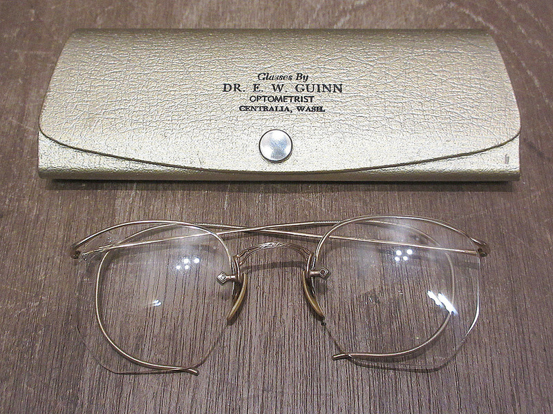 ビンテージ40's●ケース付きAmerican Optical 1/10 12KGF NUMONT FUL-VUE彫金眼鏡●230722i8-eyglsアメリカンオプティカルリムレス縁無し