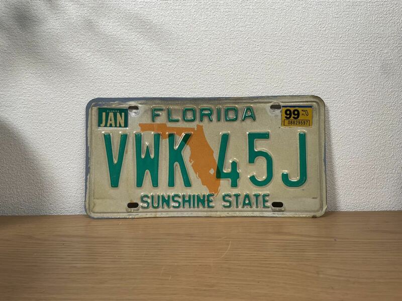 アメリカ ヴィンテージ ナンバープレート フロリダ FLORIDA VWK 45J オールド US Vintage 自動車 ライセンス ディスプレイ ビンテージ