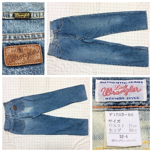 中古品 日本製 洗濯済み ※w32か不明 サイズは文中参照ください レディース lady Wrangler 32-4 デニム ラングラー ジーンズ パンツ 