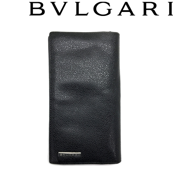 【中古】【やや傷や使用感あり】BVLGARI 長財布 ブランド ブルガリ 2つ折り ブラック R-R-BV-W-587-2