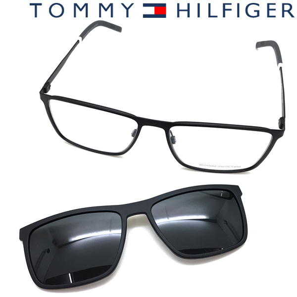 TOMMY HILFIGER サングラス トミーヒルフィガー ブラック メガネフレーム×マグネット式セット≪偏光レンズ≫ TO-1803CS-003-M9