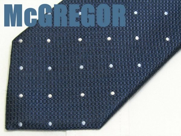 AA 185 マックレガー McGREGOR ネクタイ 青系 光沢 ドット柄 マイクロパターンジャガード