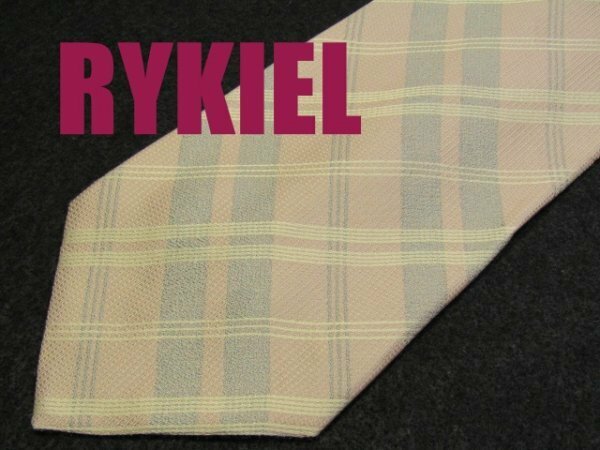 D 647 リキエル RYKIEL ネクタイ ピンク系 チェック ジャガード