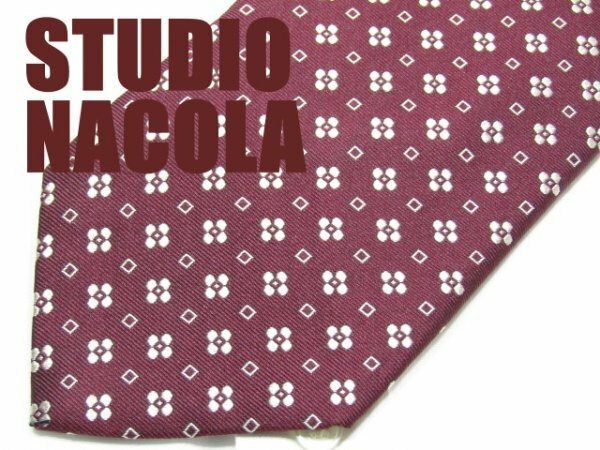 UA 188 【期間限定お試し】スタジオナコラ SYUDIO NACOLA ネクタイ 赤色系 花柄 小紋柄 ジャガード