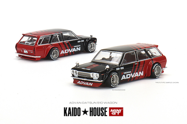 MINI GT　KHMG033　ダットサン 510 ワゴン ADVAN KAIDO HOUSE (右ハンドル) ※1/64スケール・チェイスカーの可能性有