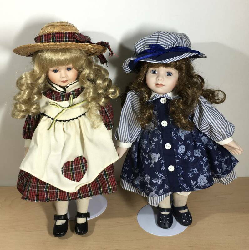 ○レア！ ビスクドール ２個 人形 女の子 オルゴール人形 シュナイダー
