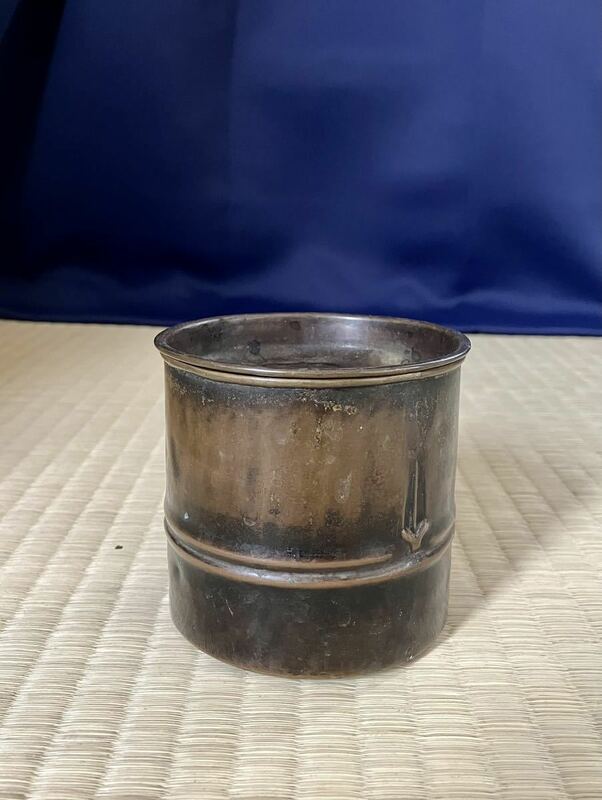 銅竹型建水 煎茶道具 茶こぼし 茶道具 ぐい呑 時代物 古玩