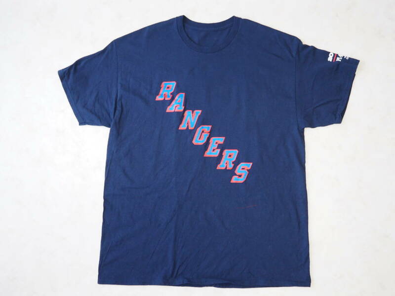 ☆送料無料☆ NHL USA直輸入 古着 半袖 NEW YORK RANGERS ニューヨーク・レンジャース Tシャツ メンズ ネイビー トップス 中古 即決