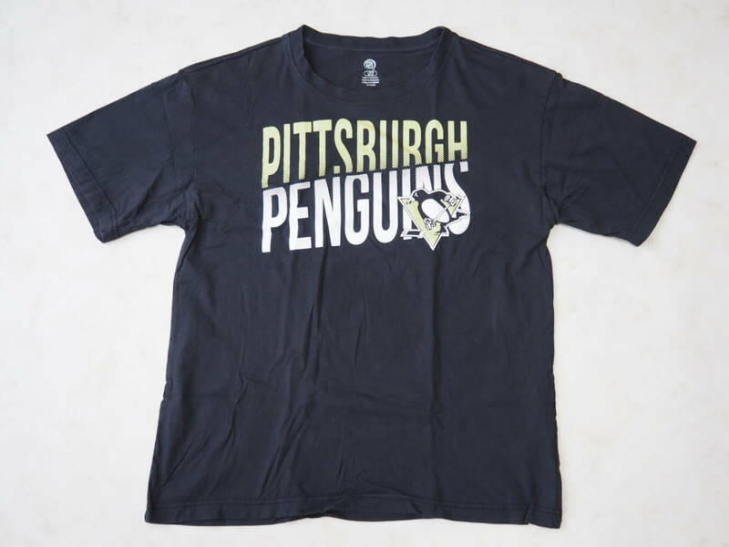 ☆送料無料☆ NHL USA直輸入 古着 半袖 PITTSBURGH PENGUINS ピッツバーグ・ペンギンズ Tシャツ メンズ L ブラック トップス 中古 即決