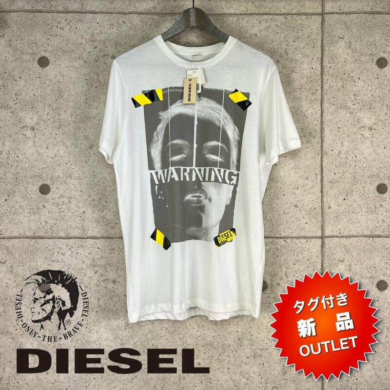 【DIESELタグ付き新品☆送料込み即決SALE価格!!】ディーゼル 訳あり OUTLET アウトレット品 T-WARNFACE MAGLIETTA プリントＴシャツ M-size