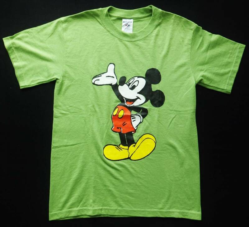 ミッキーマウス プリント Tシャツ 90's～00年 ボディ ディズニー 48　　Disney 丸首 半袖Tシャツ ミッキー キッズ 子供服 50/50 ボディ