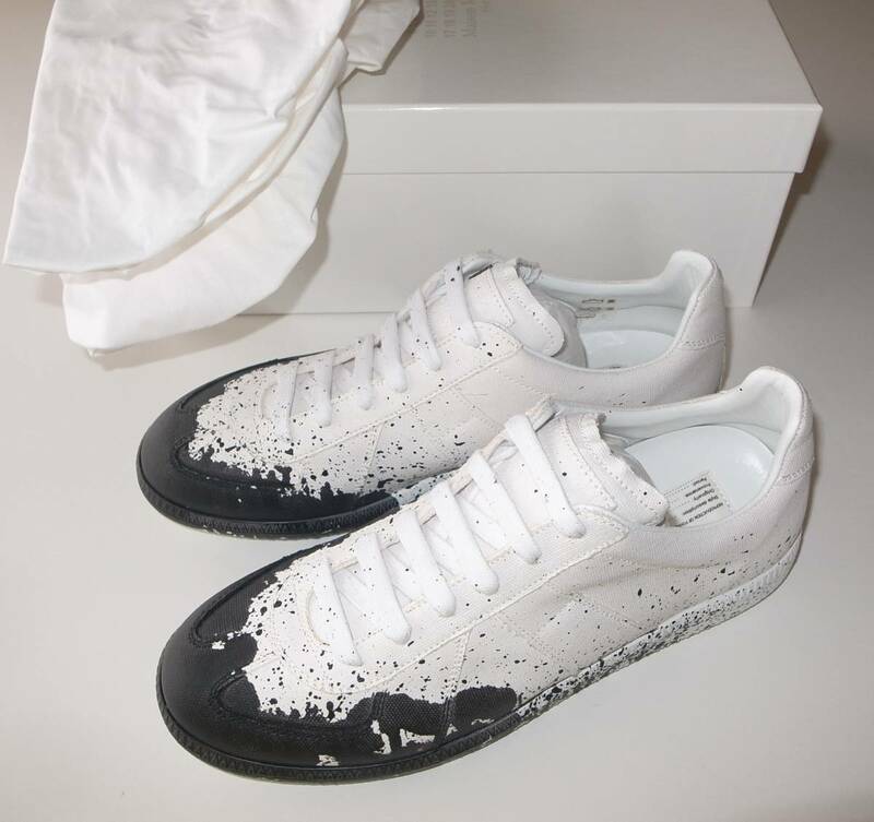 maison margiela マルジェラ ジャーマントレーナー ペイント size41 white black