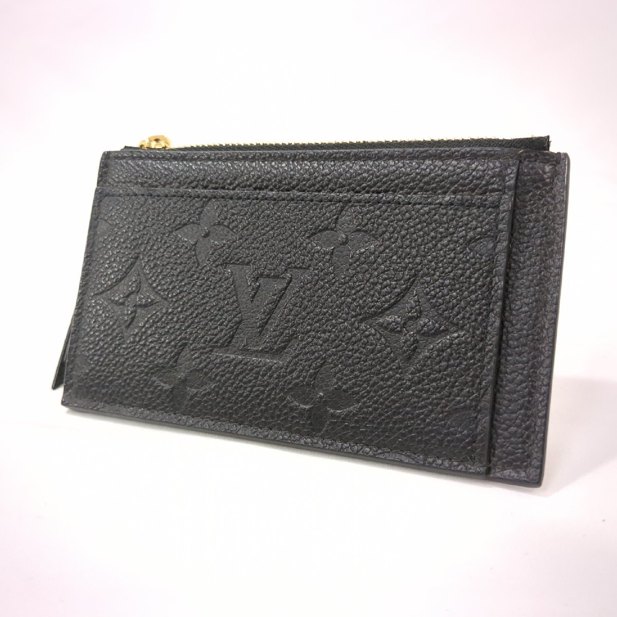 【美品】 LOUIS VUITTON ルイ・ヴィトン ポルトカルト ジップ モノグラム アンプラント ノワール 黒 財布 コンパクト コインケース 小銭