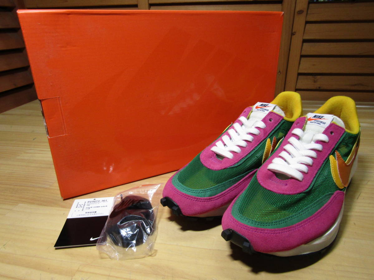 M2 ■008 美品 箱 タグ 替え紐付【NIKE × sacai サカイ】LD WAFFLE ワッフル BV0073 301 PINE GREEN US 9.5 27.5cm