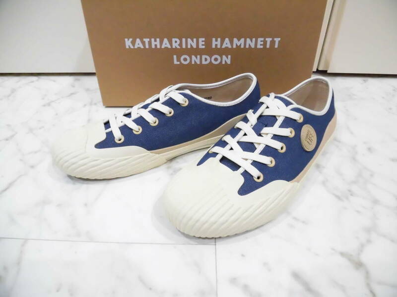 【新品未使用品箱付】KATHARINE HAMNETT LONDON キャサリン ハムネット ロンドン スニーカー サイズＬ(約26.0㎝) シューズ 靴 デニム 31668