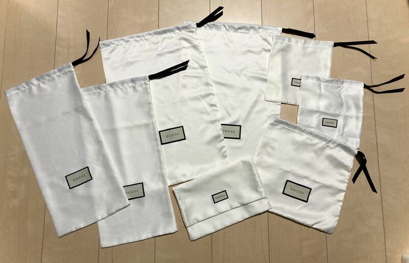 【即決/送料込み】GUCCI/グッチ ホワイトカラー/白色 保存袋 大きさ色々8枚セット(旅行や、小物整理に..)
