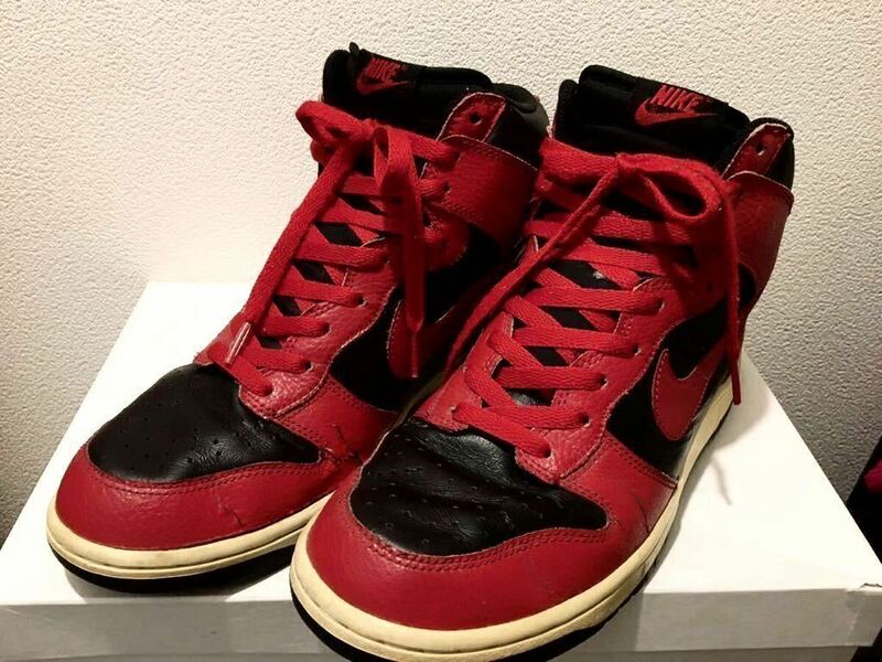 NIKE DUNK HIGH VARSITY RED 317982-021 10年製 赤 黒 シカゴ ブレッド US10 28 .