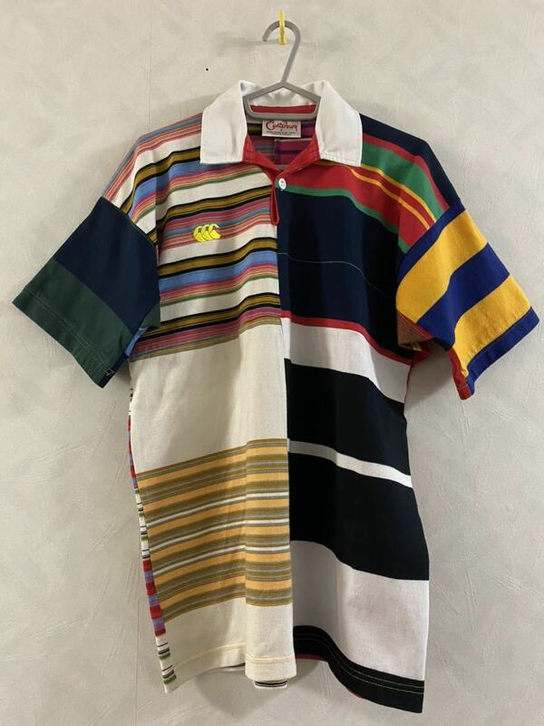 Canterbury ラガーシャツ サイズS クレイジーパターン 好配色 カンタベリー ラグビー rugby ボーダー柄