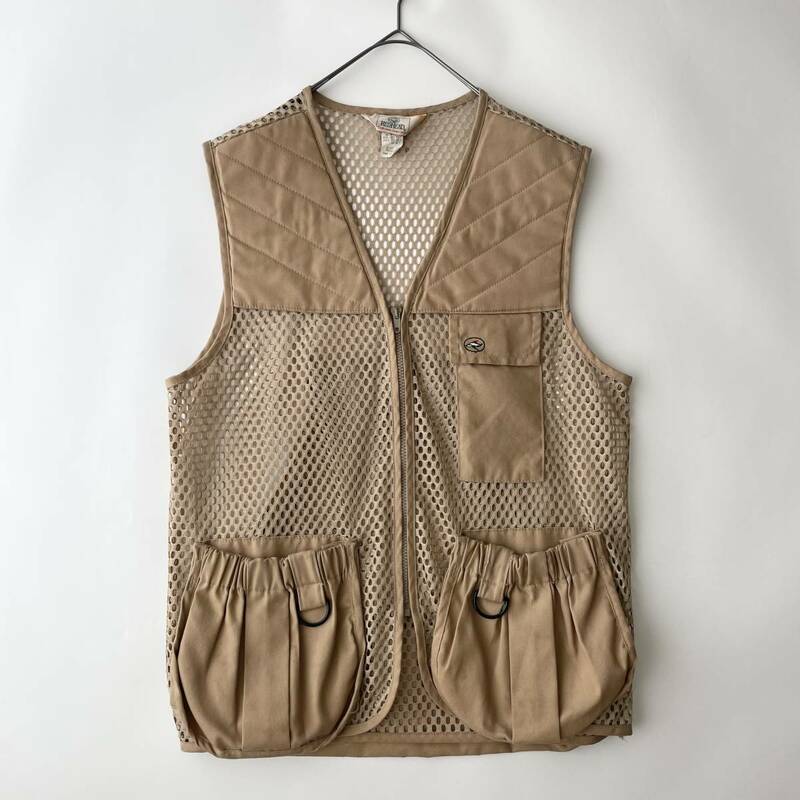 【80s/USA製】RED HEAD size/M (jz) ヴィンテージ古着 アメリカ製 フィッシングベスト アウトドア メッシュ ベージュ fishing vest