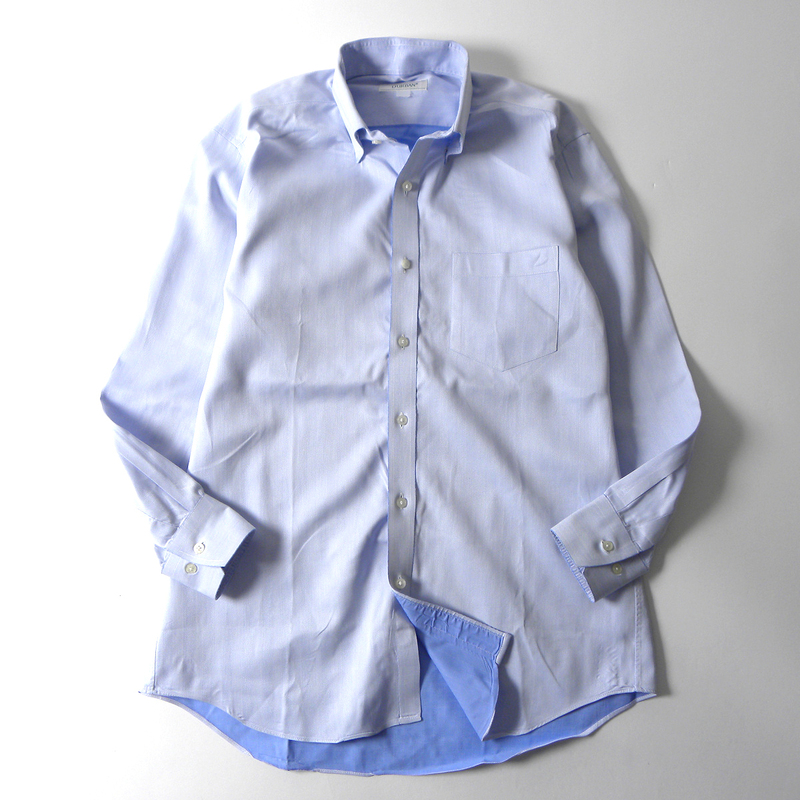 ダーバン D'URBAN コットン100% 形態安定加工 ストライプ柄スナップダウンドレスシャツ ワイシャツ ライトブルー m0706-6