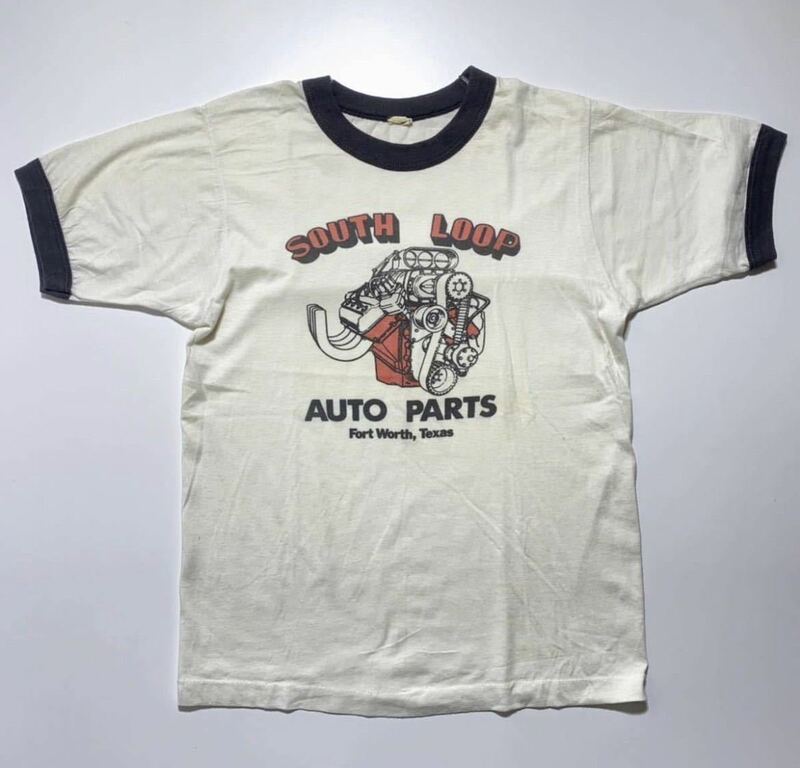 【M】70s 80s Vintage SOUTH LOOP Auto Parts Print Tee 70年代 80年代 ヴィンテージ モーターサイクル プリント Tシャツ USA製 G1903