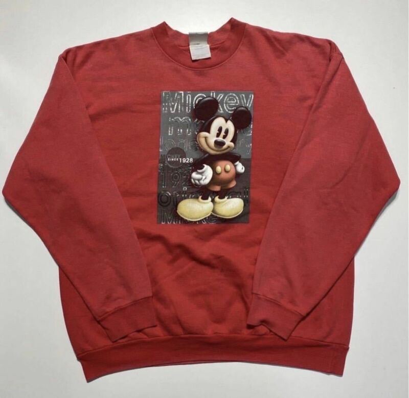 【L】90s Disney Store Mickey Mouse Print Sweat 90年代 ディズニーストア ミッキーマウス プリント スウェット メキシコ製 Y1037