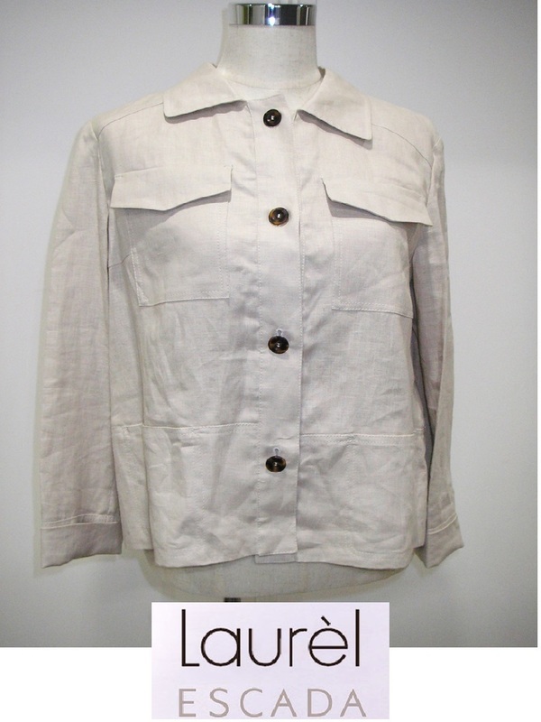 【新品】ESCADA　Laurel（エスカーダ・ローレル）麻ブラウス ・ジャケット　羽織り用上着　夏用　シャツ　朝100%　高級ブラウス