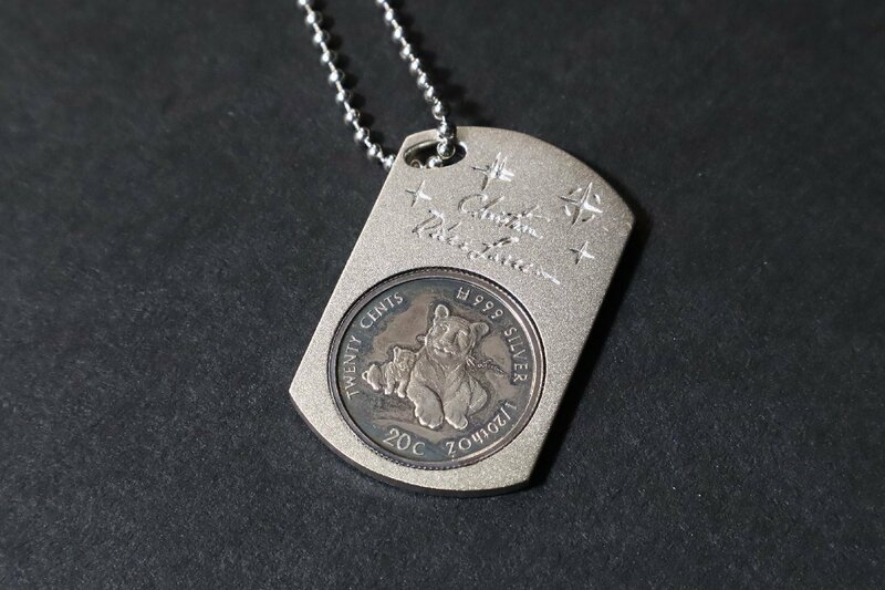 クリスチャン・ラッセン 銀貨 ドッグタグ シルバー silver999 20セント RoyalMint キーチェーン