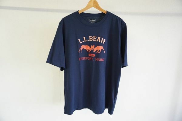 【即決】L.L.BEAN エルエルビーン メンズ 半袖Tシャツ タグ付き トップス ロゴプリント ネイビー系 サイズ:XXL 【777208】