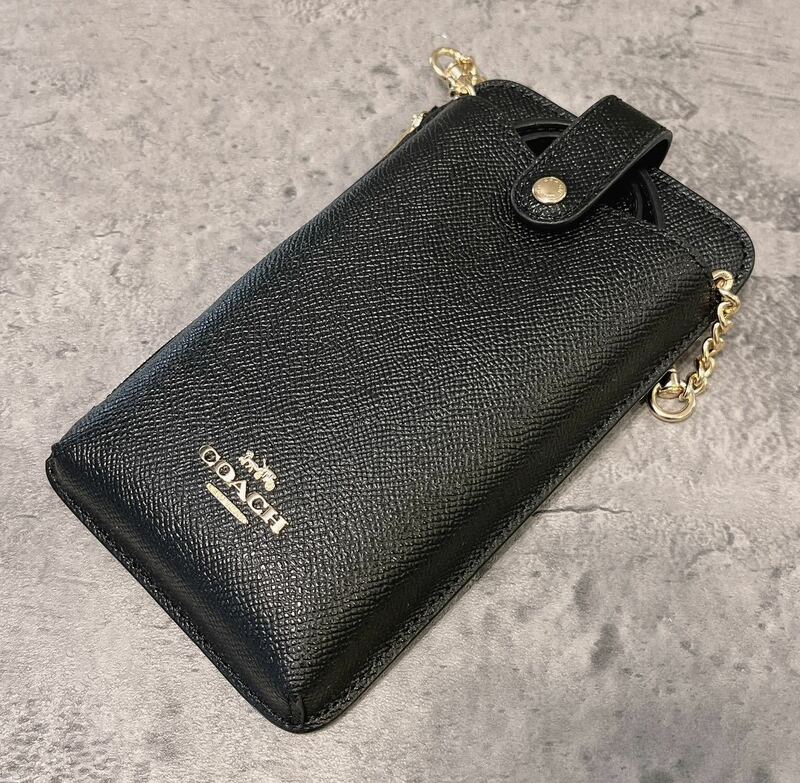 新品 COACH コーチ スマホショルダー クロスボディ ブラック