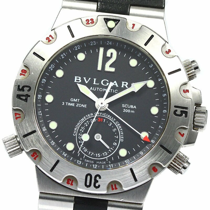 訳あり ブルガリ BVLGARI SD38S GMT ディアゴノ スクーバ デイト 自動巻き メンズ _752517