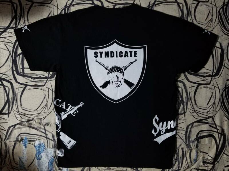 RHYME SYNDICATE シンジケート 両面 プリント Tシャツ 検 ICE-T NWA HIP HOP Dr. DRE ICE CUBE 2PAC EAZY-E WU-TANG SNOOP DOGG ビンテージ