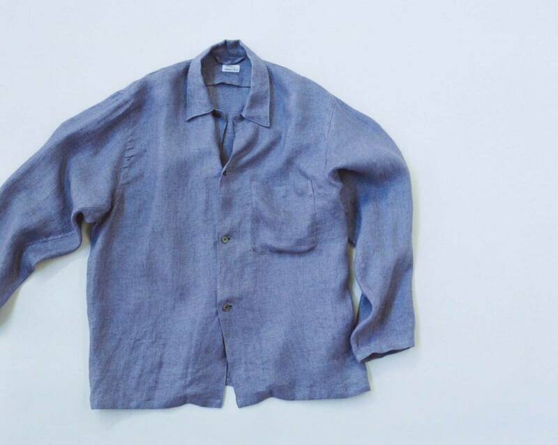 新品未使用 COMOLI サルヴァトーレ・ピッコロ リネン シャツジャケット サックス size46 イタリア製 麻100% コモリ linen shirt jacket