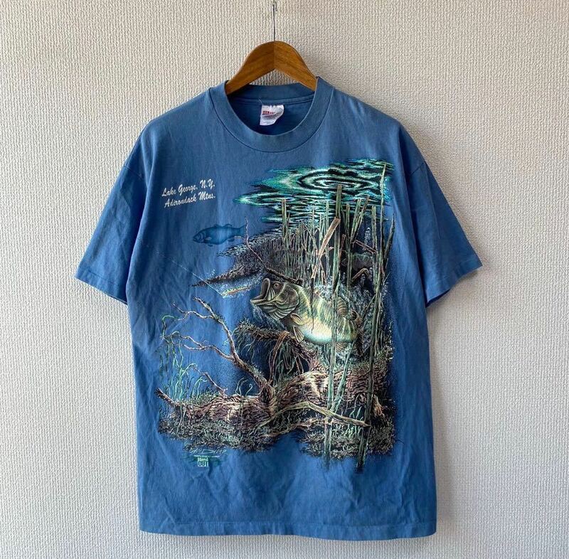 90s USA製 Hanes プリント Tシャツ XL 魚 ヘインズ アメリカ製 アニマル