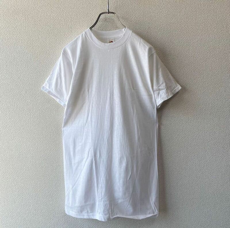 70s80s USA製 FRUIT OF THE LOOM 無地 Tシャツ M フルーツオブザルーム 半袖 白 ビンテージ