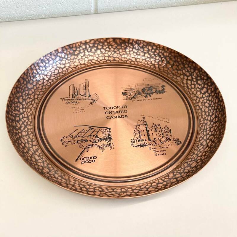 ◇Fantasy COPPERWARE HAND WROUGHT 飾皿 インテリア アンティーク カナダ 銅製 Canada　お皿　プレート　管462.