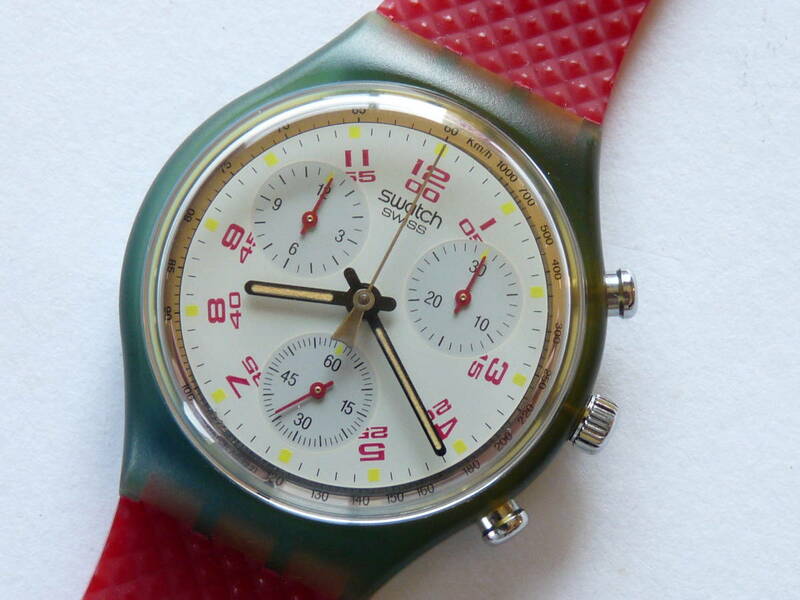 未使用電池交換済 美品 1992年モデル スウォッチ Swatch 初期クロノ JFK 品番SCN103 時計ケースに少々変色有り