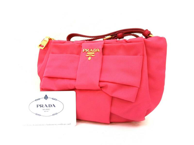 本物税込プラダ リボンモチーフ ポーチ 【PRADA】