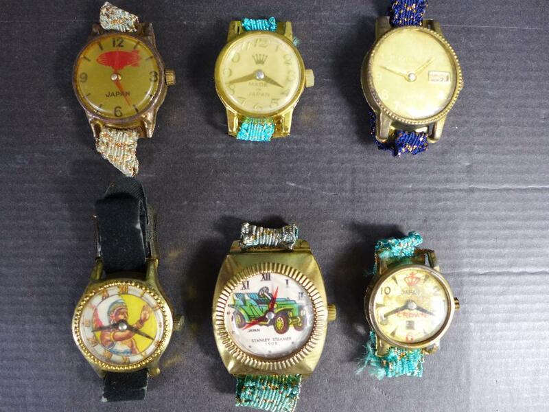 ★　時代物　未使用　ブリキ　昭和のおもちゃ腕時計　各種6個　日本製　駄玩具　昭和レトロ　アンティーク ★