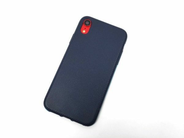 iPhone XR レザー風 シンプル ソフトカバー ケース 薄型 シンプル TPU ネイビー