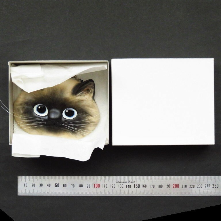 猫グッズ 猫雑貨 猫柄 ねこ顔 猫顔 猫のお面 壁飾り 壁面装飾 オブジェ 横約11cm×縦約8.5cm×厚さ約3cm 未使用 (e)