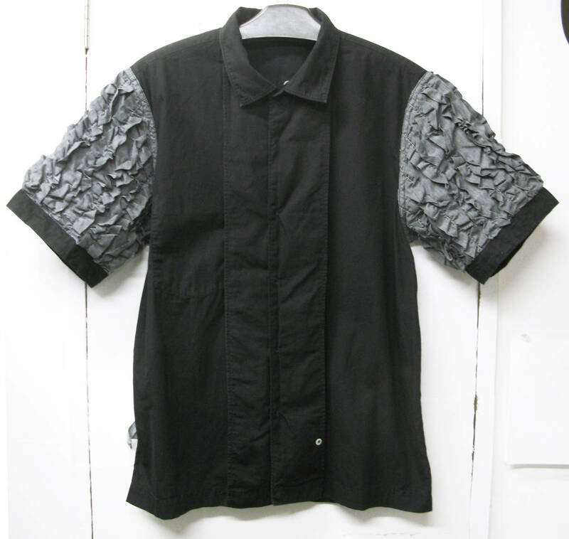 ギャルソン プリュス：98AW 袖裏フリル 半袖 シャツ S （ アーカイブ COMME des GARCONS HOMME PLUS 98AW Vintage Back Side Frill Shirt S
