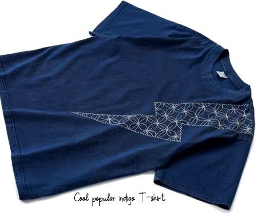 ★マスト！高級 ヘヴィ インディゴ 本藍染 刺繍 ステッチ TEE Tシャツ S〜XL メンズ デニム オーバーサイズ 大きいサイズ デニム★412